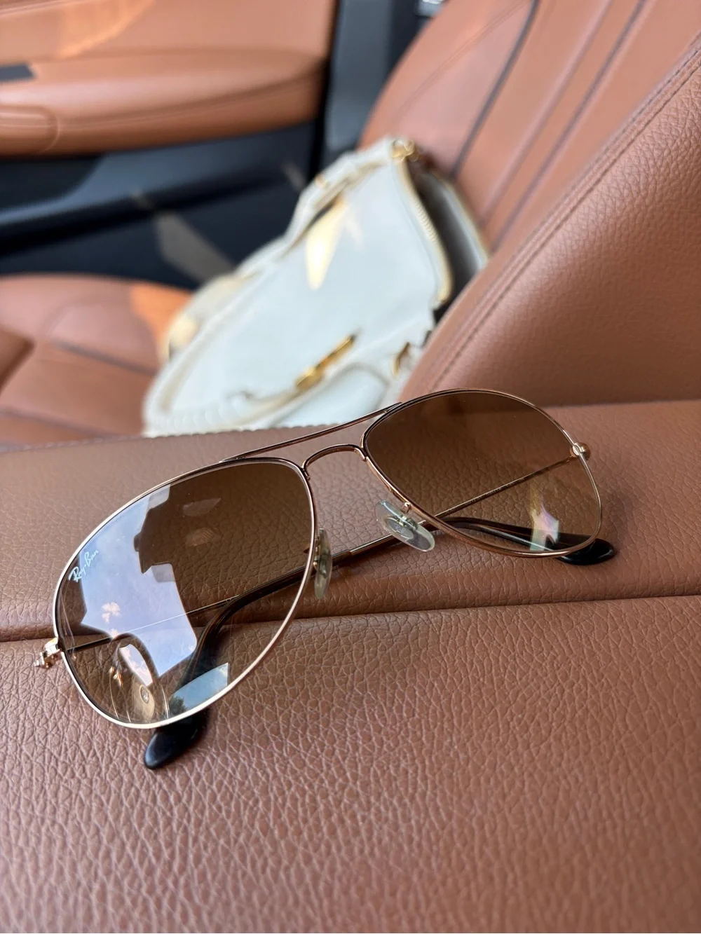 Ray-Ban Gold Aviator Sunglasses with Brown Gradient Lenses